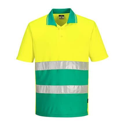 PORTWEST S175YTRL - Polo contrasté léger haute visibilité M/C Jaune/Théal