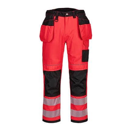 PORTWEST T501RBK32 - Pantalon HV PW3 poches flottantes Rouge/noir