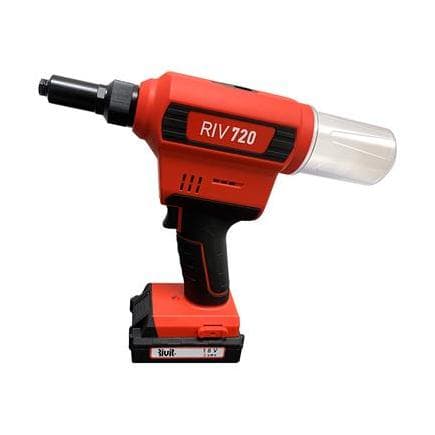 RIVIT 6351800 - Riveteuse sans fil 18V pour rivets jusqu’à Ø 6,4 (avec 2 batteries 2,0Ah et chargeur de batterie)