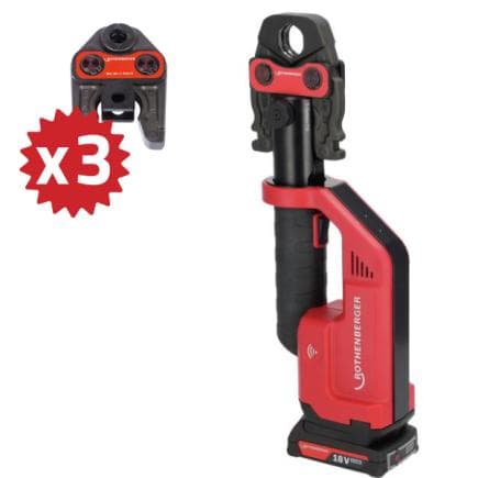 ROTHENBERGER 1000004276 - Ensemble de presse à tubes à batterie ROMAX COMPACT III SV15-22-28 (avec 1 batterie et chargeur)