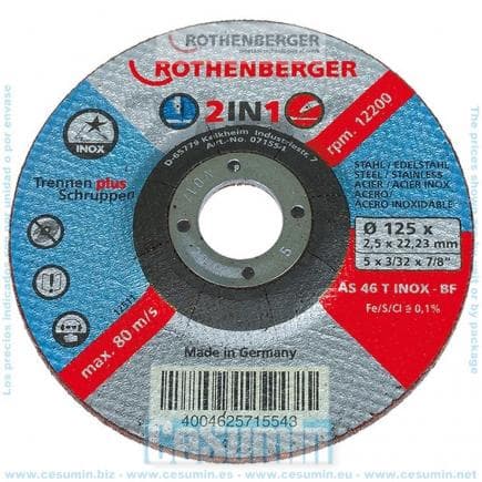 ROTHENBERGER - Disque à tronçonner Inox Safe Cut (10 pcs)