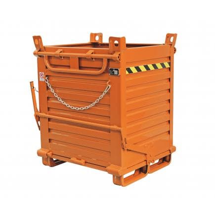 SALL - Benne acier à ouverture à fond rabattable avec 2 portes, orange