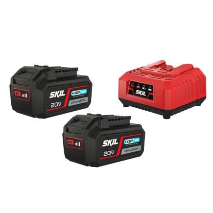 SKIL BC1E3112BA - Jeu de 2 batteries (4,0 Ah " KEEPCOOL "™ lithium " 20V Max ") et chargeur