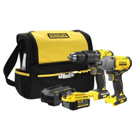 STANLEY SFMCK217M1S-QW - Jeu de perceuse-visseuse à percussion sans fil, une visseuse à percussion sans fil 1/2", un accessoire sans balais 18 V,...