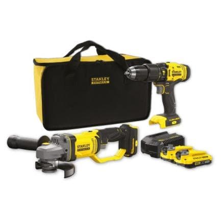 STANLEY SFMCK471D2S-QW - Jeu de marteau perforateur et meuleuse V20 (avec batteries et chargeur)