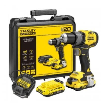 STANLEY SFMCD725D2K-QW - Perceuse-visseuse sans fil V20 18V (avec 2 batteries, chargeur et mallette de transport)