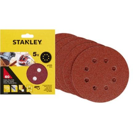 STANLEY STA32032-XJ - Disques de ponçage velcro pour ponceuses excentriques 125 mm avec raccord rapide (multi-pack)
