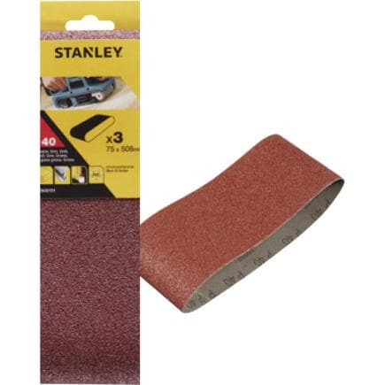 STANLEY STA33156-XJ - Bandes abrasives pour ponceuses à bande 75x510 mm (multi-pack)