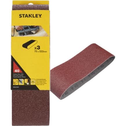 STANLEY STA33191-XJ - Bandes abrasives pour ponceuses à bande 75x533 mm (multi-pack)