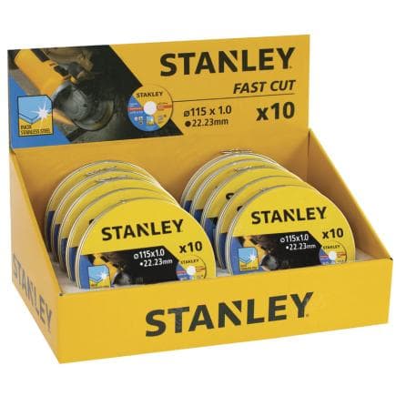 STANLEY STA38252-XJ - Jeu de disques de ponçage pour meuleuses 115mm pour la coupe de l’acier inoxydable (10 pièces)