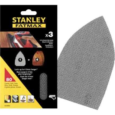 STANLEY STA39102-XJ - Feuilles abrasives en maille pour ponceuses multi-sables Velcro (multi-pack)