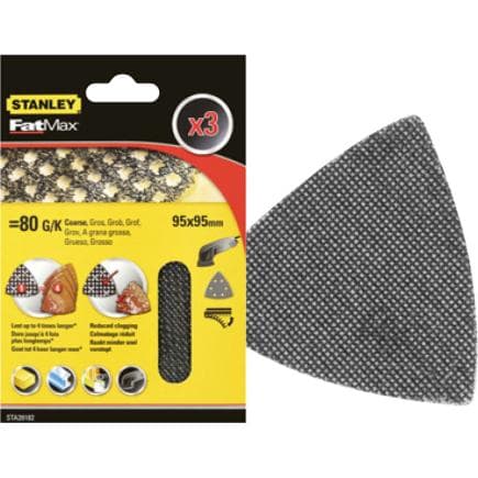 STANLEY STA39187-XJ - Feuilles abrasives à mailles triangulaires pour ponceuses à détails Velcro (multi-pack)