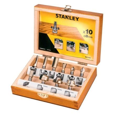 STANLEY STA80020-XJ - Kit de coupe TCT pour défonceuse à tige de 8 mm (10 pièces)