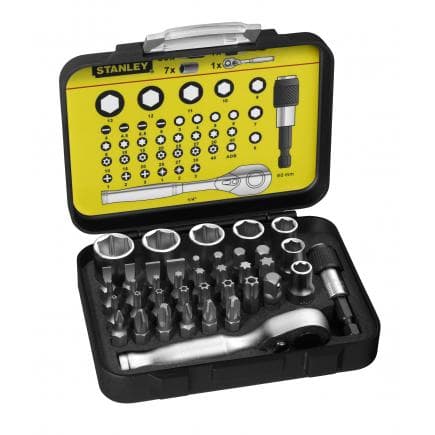 STANLEY 1-13-906 - Jeu de 39 embouts de 25 mm. att. 1/4" + 1 porte-embouts à dégagement rapide