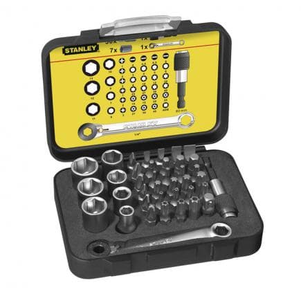 STANLEY 1-13-907 - Jeu de 39 embouts de 25 mm. att. 1/4" + 1 Porte-embouts magnétiques à dégagement rapide