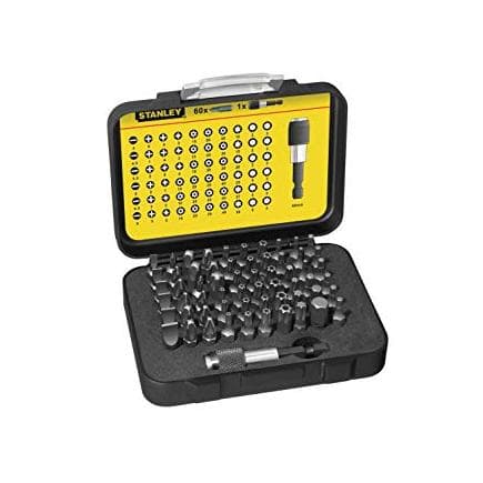 STANLEY 1-13-902 - Jeu de 61 pcs d'embouts de 25 mm. att. 1/4" + 1 Porte-embouts magnétiques à dégagement rapide
