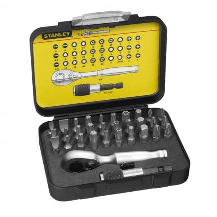 STANLEY 1-13-904 - Jeu de 32 embouts 25 mm. 1/4" + 1 porte-embouts à dégagement rapide