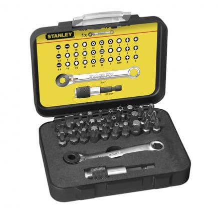 STANLEY 1-13-905 - Jeu 32 embouts pcs 25 mm. att. 1/4" + 1 porte-embouts à dégagement rapide