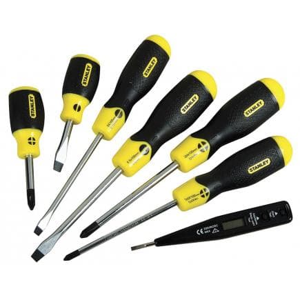 STANLEY 0-65-009 - Jeu de 6 tournevis Cushion Grip + testeur (6 pcs.)
