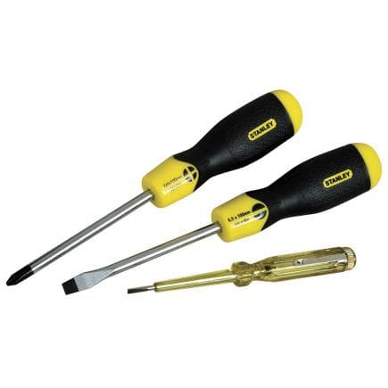 STANLEY 0-65-012 - Jeu 2 Tournevis Cushion Grip + Détecteur de tension