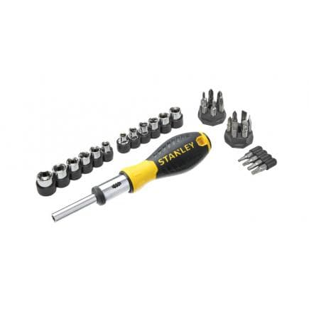 STANLEY 0-54-925 - Tournevis porte-embouts à cliquet avec inserts et douilles (29 pièces)