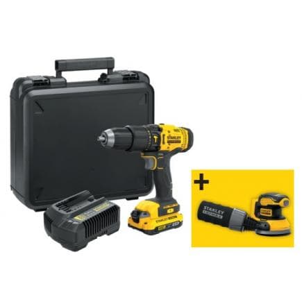 STANLEY SFMVERS2-IT - Set perceuse-visseuse à percussion 18V avec ponceuse orbitale aléatoire 18V 125mm
