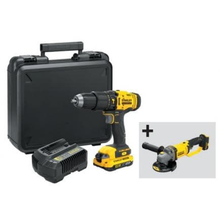 STANLEY SFMVERS6-IT - Coffret perceuse à percussion 18V avec meuleuse d'angle 18V 125mm