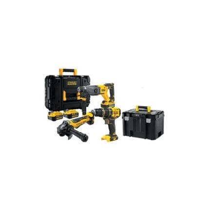 STANLEY SFMKIT4AH-IT - Ensemble 18V 4Ah Brushless avec perceuse-visseuse à percussion, marteau et meuleuse.