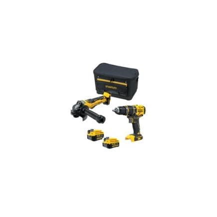 STANLEY SFMCK721700-IT - Set 18V 4Ah Brushless avec perceuse à percussion, visseuse et meuleuse.