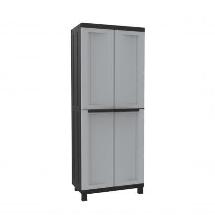 TERRY 1002707 - Armoire en résine plastique 2 portes porte-balais 3 étagères 68x39x170 cm
