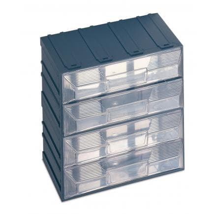 TERRY 1000017 - Élément à tiroirs pour petites pièces avec porte-étiquette 4 tiroirs rectangulaires 20,8x13,2x20,8