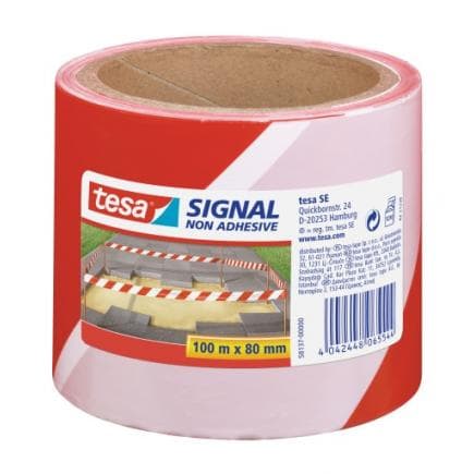 TESA - Ruban de signalisation blanc/rouge non adhésif