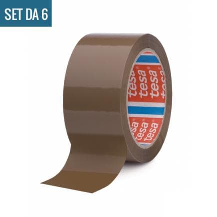 TESA - Lot de 6 Rubans adhésifs pour emballage à déroulement bruyant marron 66 m x 50 mm