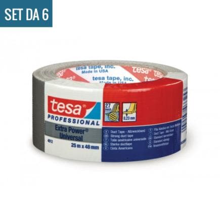 TESA - Extra Power® Universal Nastro Americano multiuso in tessuto plastificato grigio 25 mt x 48 mm. Colore Silver