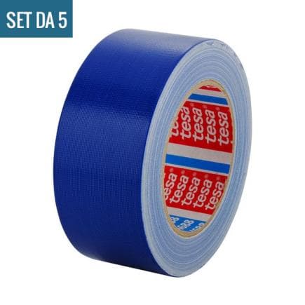 TESA - Lot de 5 Rubans toilés standard recouverts de polyéthylène bleu 25 m x 50 mm