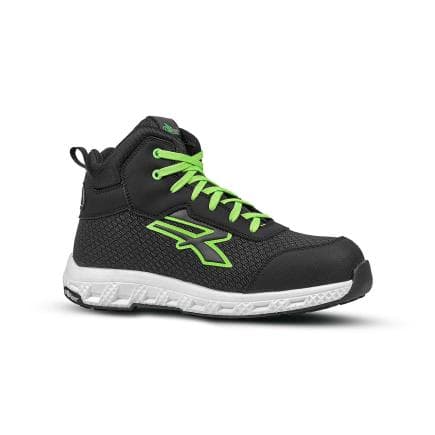 U-POWER RE10064-43 - Chaussures de Sécurité Haute GEB ESD S3S CI HI HRO FO SR, Noir/Vert ffluo