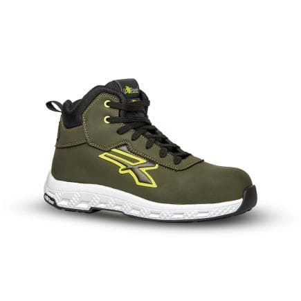 U-POWER RE10124-45 - Chaussures de sécurité hautes KOLBY ESD S3S CI HI HRO FO SR, VERT FONCÉ/JAUNE Ffluo