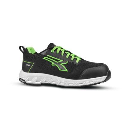 U-POWER RE20016-43 - Chaussures de Sécurité ATON ESD S1PS HI HRO FO SR Low, Noir/Vert ffluo