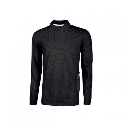 U-POWER EY144BC-S - Polo manche longues en coton piqué Live Black Carbon (lot muliple)