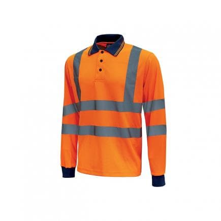 U-POWER HL199OF-L - Polo à manches longues Shine Orange Fluo (lot muliple)