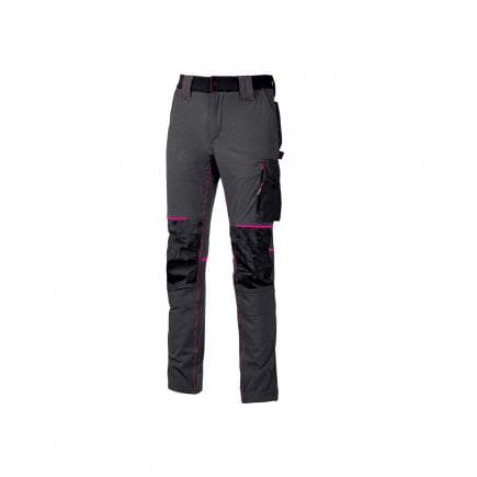 U-POWER PE145GF-L - Pantalon de travail femmes coupe slim Atom Lady Grey Fucsia