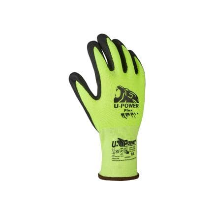 U-POWER UG14405-7 - Gants de travail de sécurité FLEX Vert fluo/noir (144 paires)
