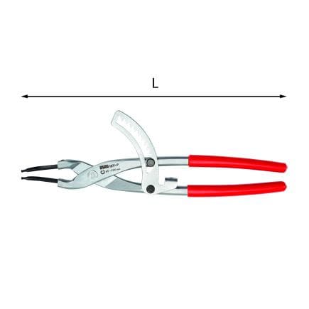 USAG U01270050 - Pince à crémaillère avec nez coudé à 45° pour circlips intérieurs de grandes dimensions