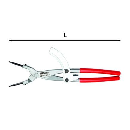 USAG U01280051 - Pince à crémaillère à bec droit pour circlips extérieurs de grandes dimensions