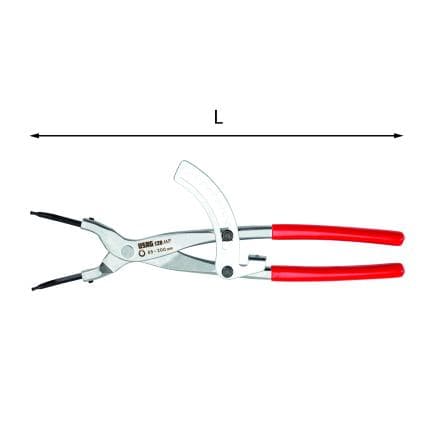 USAG U01280050 - Pince à crémaillère avec bec coudé à 45° pour circlips extérieurs de grandes dimensions