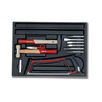 USAG U05190715 - Assortiment de marteau, burins, scie à métaux, jauge d'épaisseur et ciseaux (11 pièces)