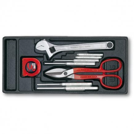 USAG U05190732 - Assortiment de chasse-goupilles, cisailles, clé multiprise et mètre ruban (9 pièces)