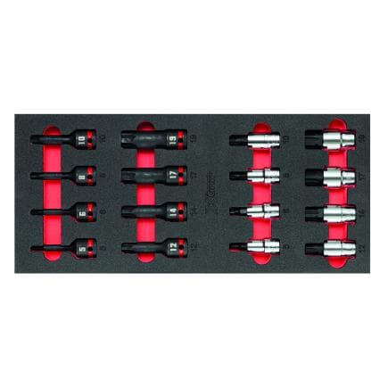USAG U05191017 - Jeu de douilles 1/2" dans un module de mousse bicolore (16 pcs)