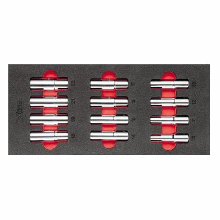 USAG U05191067 - Jeu de douilles 1/2" de long dans un module éponge bicolore (12 pcs)