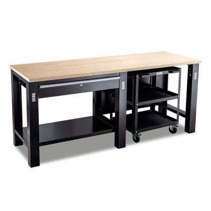 USAG U05060247 - Établi avec table en bois et chariot polyvalent à 3 étagères